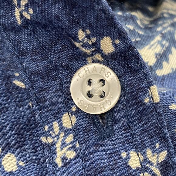 Chaps Top Women 3X Blue Patchwork Paisley Floral Bandana Print Button Front Boho - Picture 10 of 11